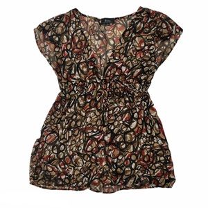 Bwear Black, Red & Tan Swing Blouse [Size: XL]